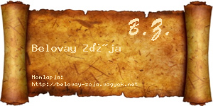 Belovay Zója névjegykártya